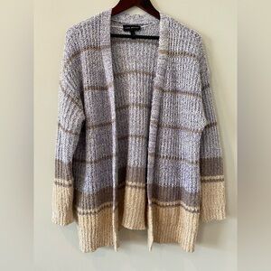 Lane Bryant Cardigan Knit Sweater 14/16 Long Open Front Fuzzy Cozy Varsity